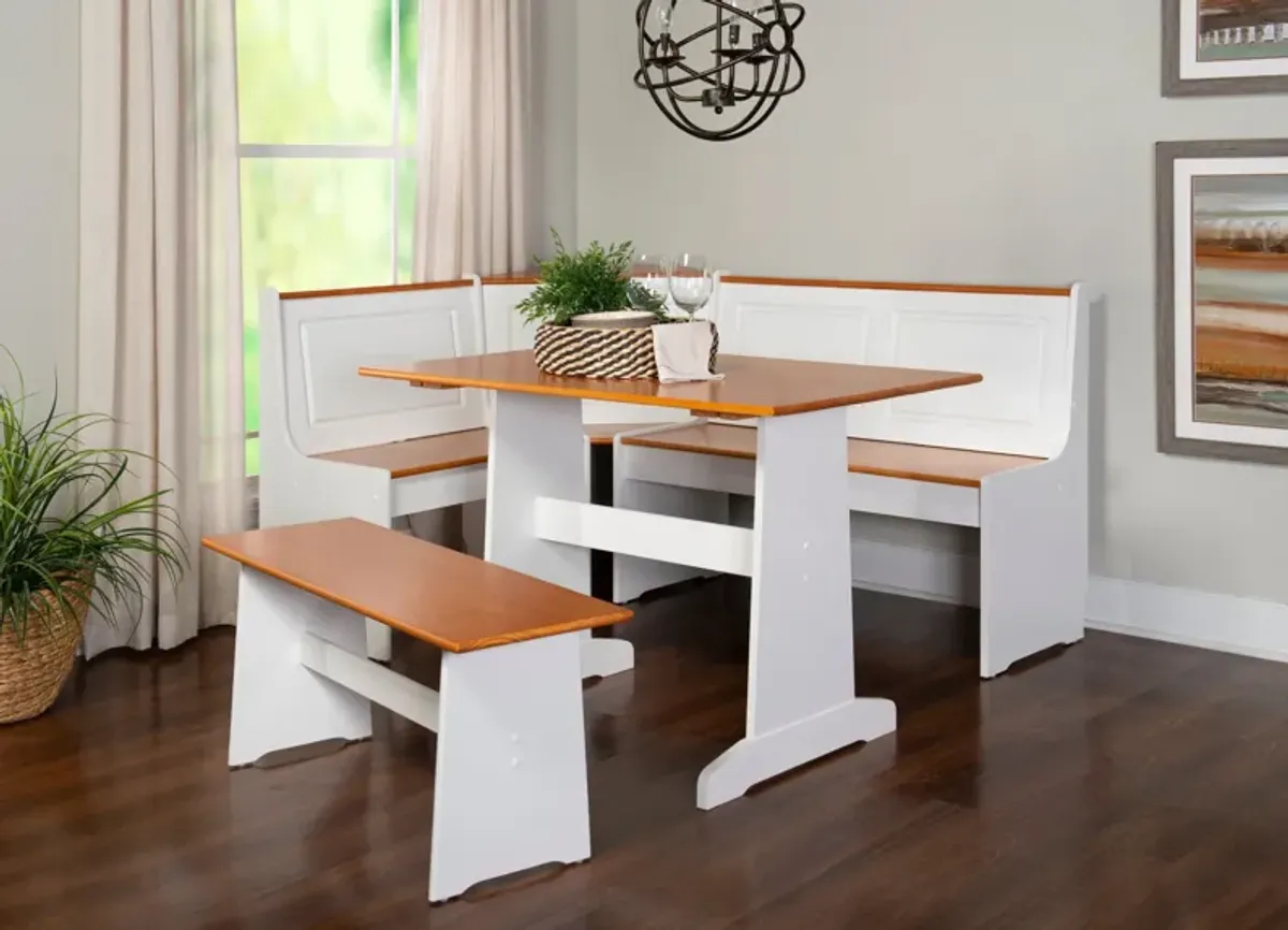 Pent Dining Table, Banquette and Bench - White/Pine