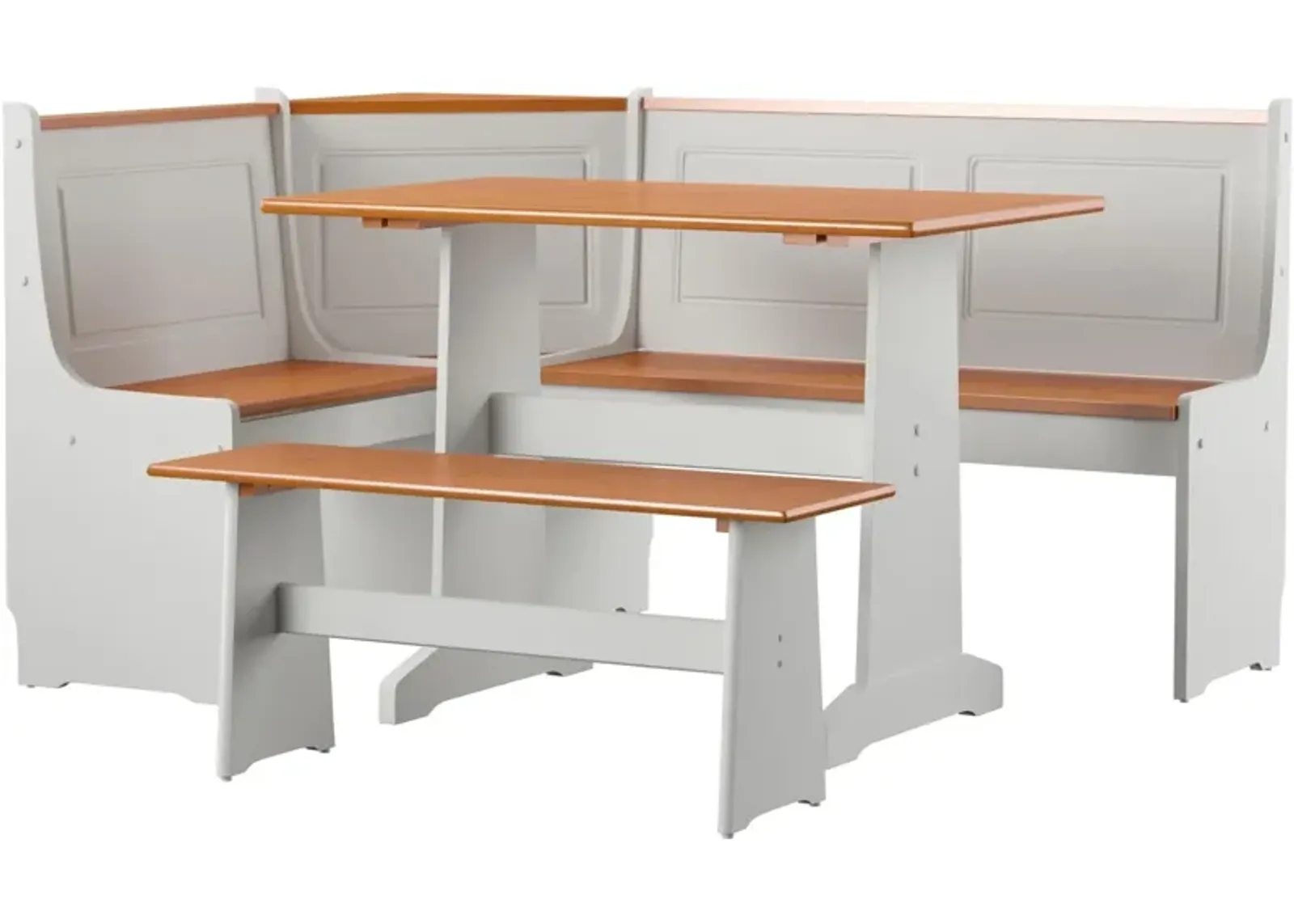 Pent Dining Table, Banquette and Bench - White/Pine