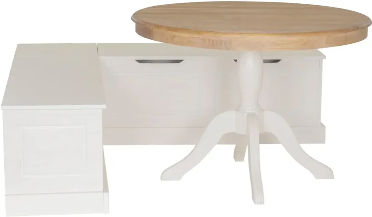 Porter Dining Table and Backless Corner Bench - White