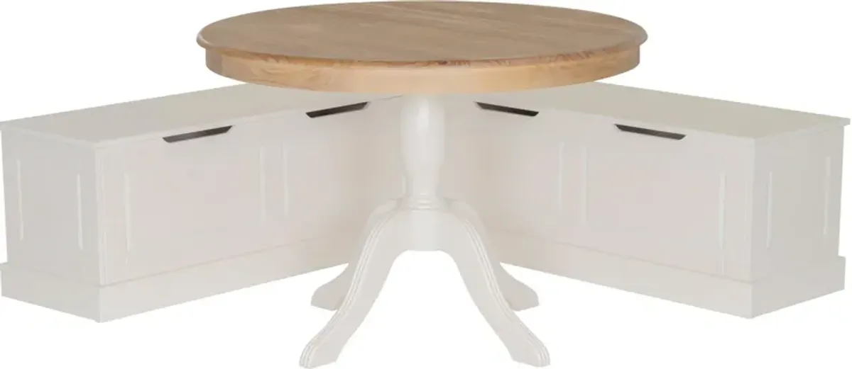 Porter Dining Table and Backless Corner Bench - White