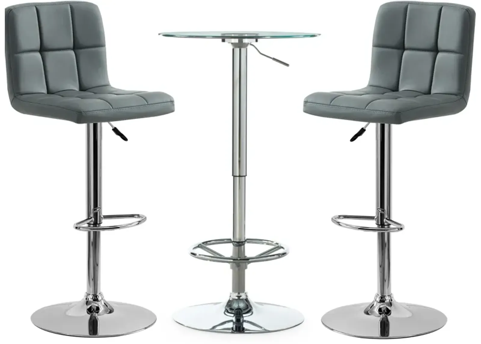 Dustin Table and Avani Bar Stools Set - Gray