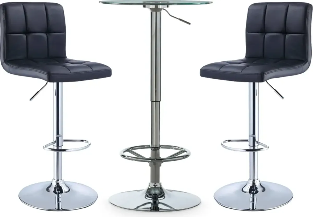 Dustin Table and Avani Bar Stools Set - Black