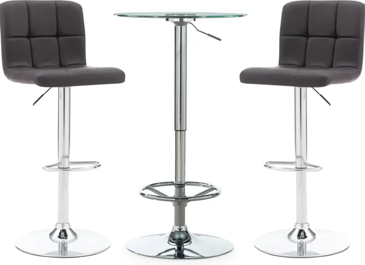 Dustin Table and Avani Bar Stools Set - Chocolate