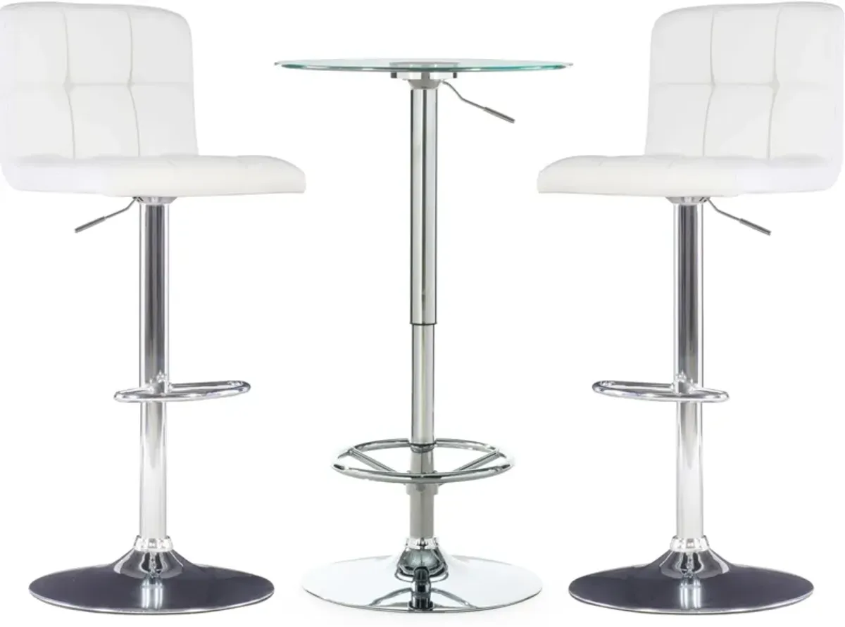 Dustin Table and Avani Bar Stools Set - White