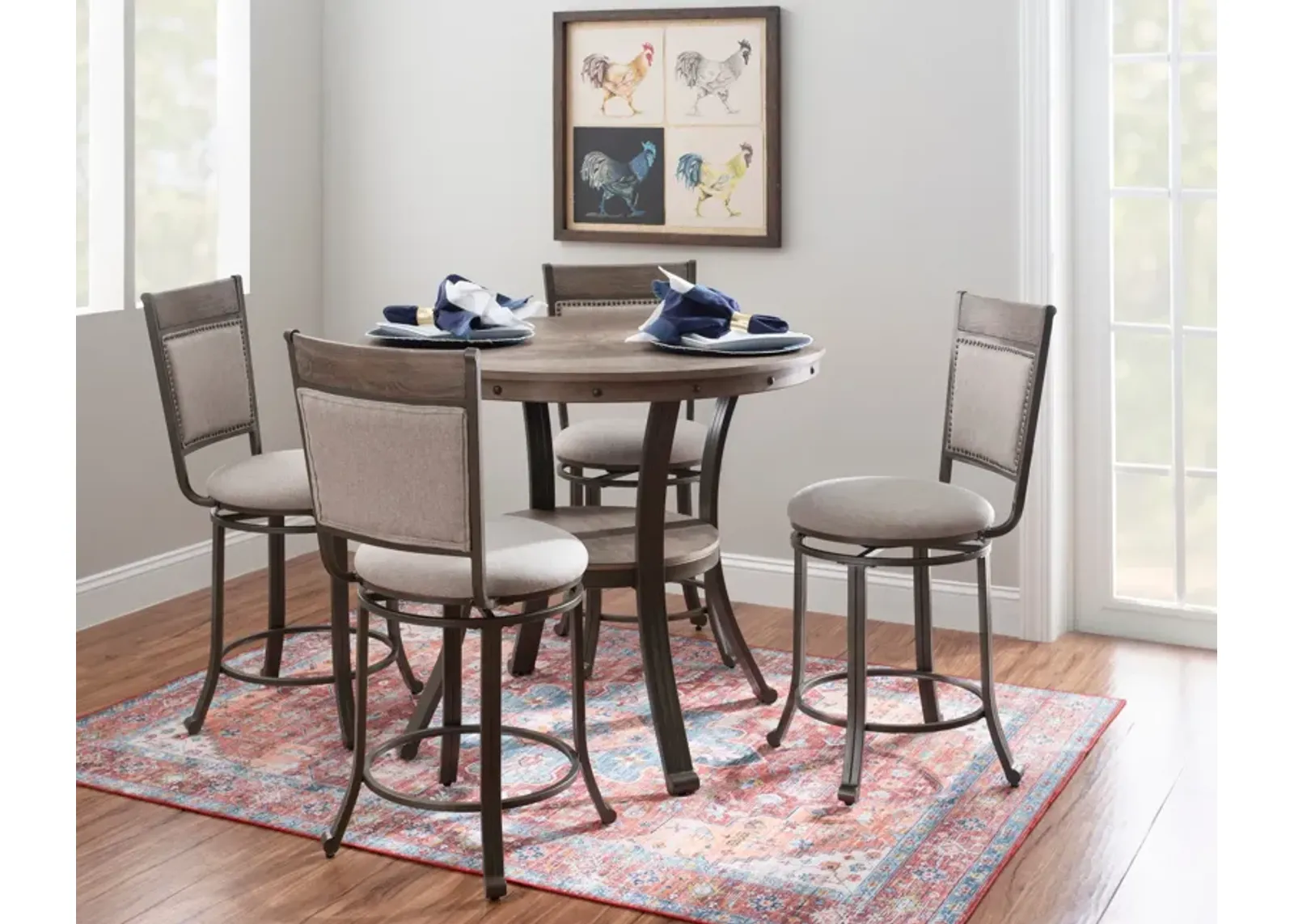 Cyril 5-Piece Counter-Height Dining Set - Pewter