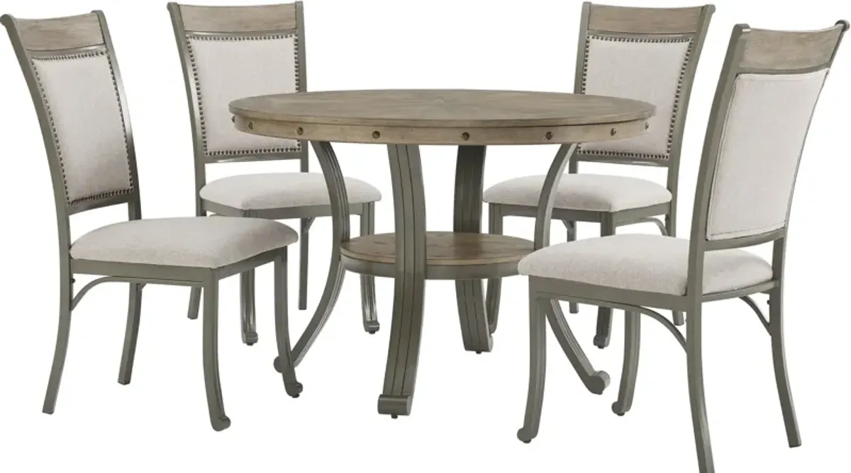 Cyril Dining Table and 4 Dining Chairs - Pewter