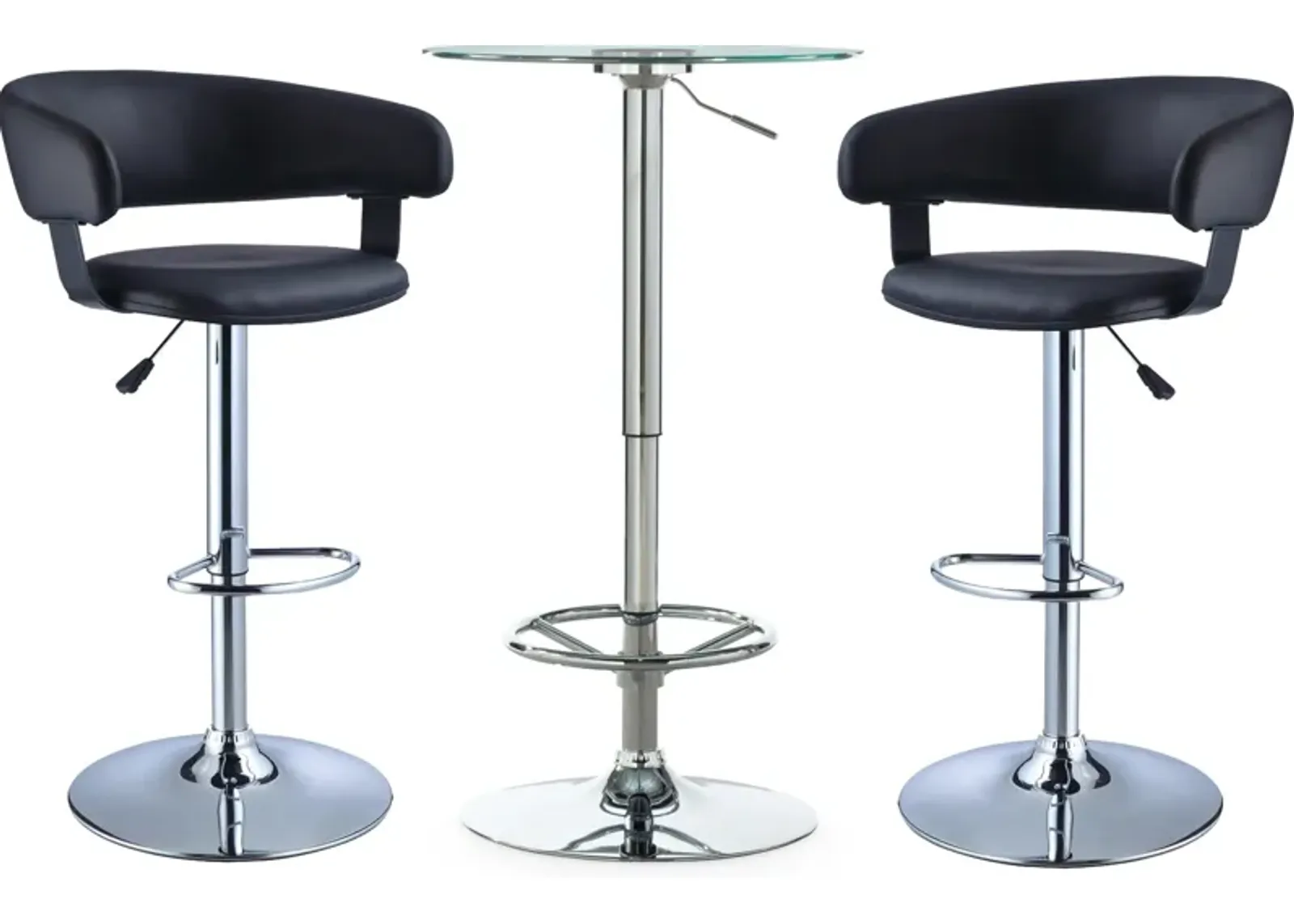 Dustin Table and 2 Tonina Bar Stools Set - Black