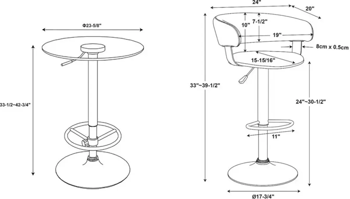 Dustin Table and 2 Tonina Bar Stools Set - White