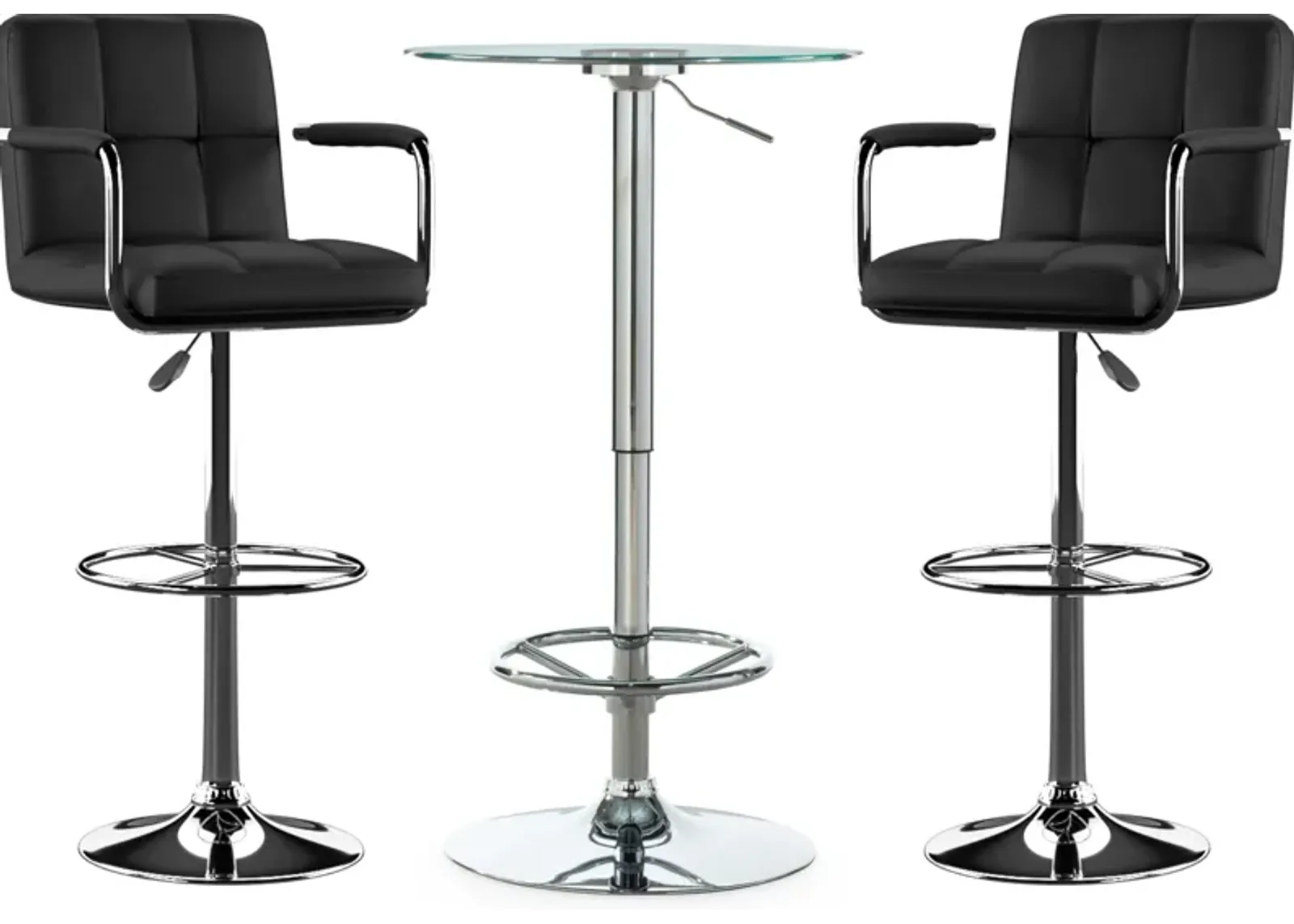 Dustin Table and 2 Graydon Bar Stools Set - Black