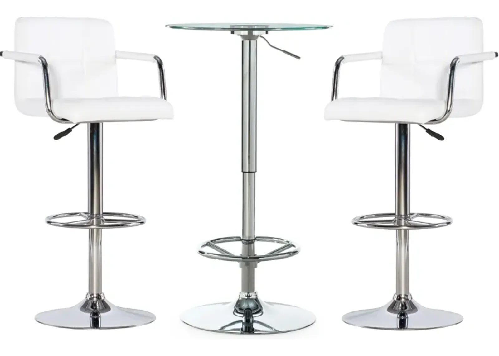 Dustin Table and 2 Graydon Bar Stools Set - White