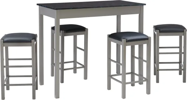 Brewer Counter-Height Dining Table and 4 Backless Stools