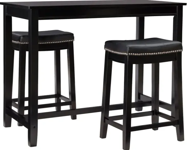Wilcox Counter-Height Dining Table and 2 Backless Stools - Black