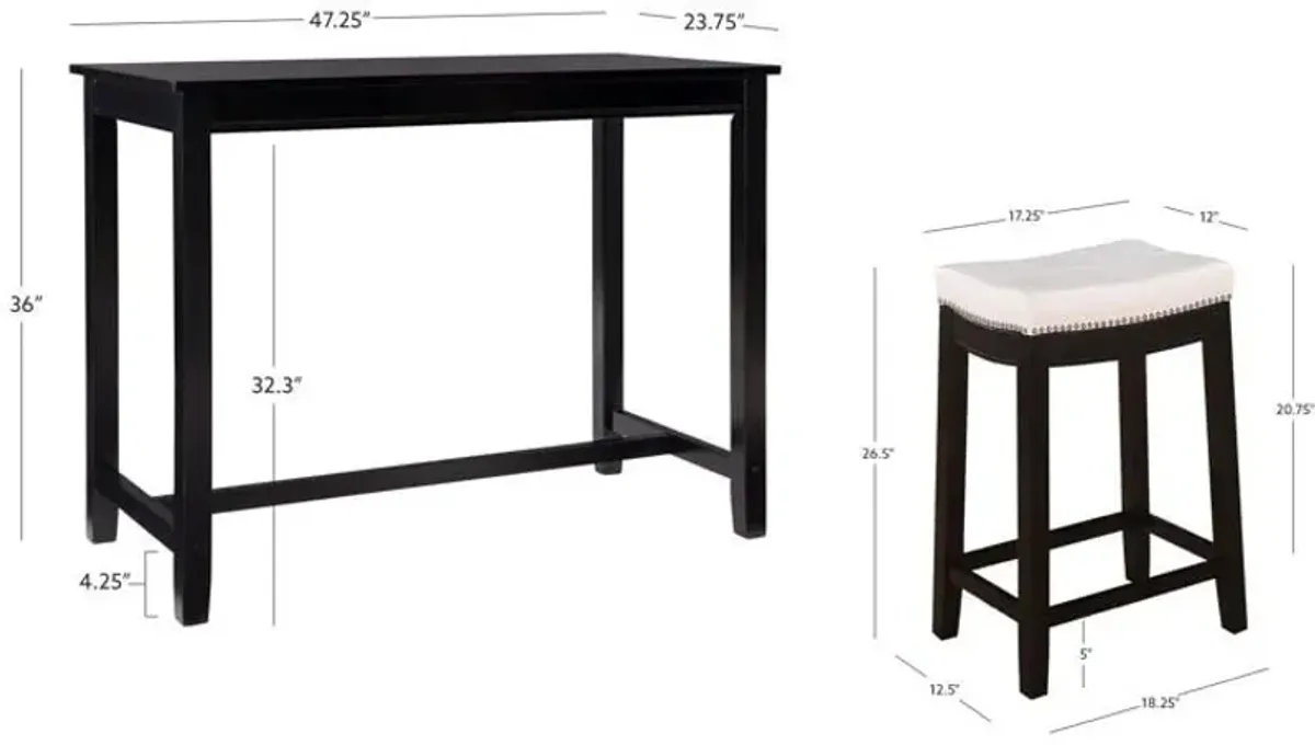 Wilcox 3-Piece Counter-Height Dining Set - Black/White