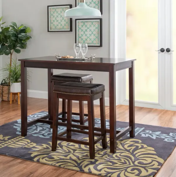 Wilcox Counter-Height Dining Table and 2 Backless Stools - Brown