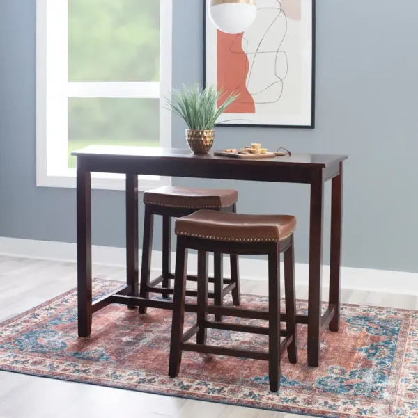 Wilcox Counter-Height Dining Table and 2 Backless Stools - Brown/Cognac