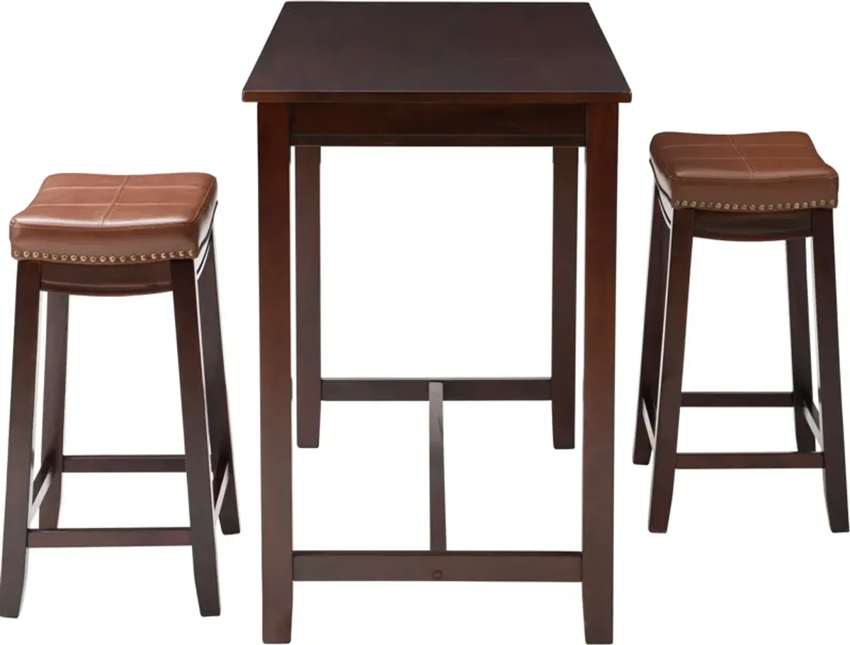 Wilcox 3-Piece Counter-Height Dining Set - Brown/Cognac