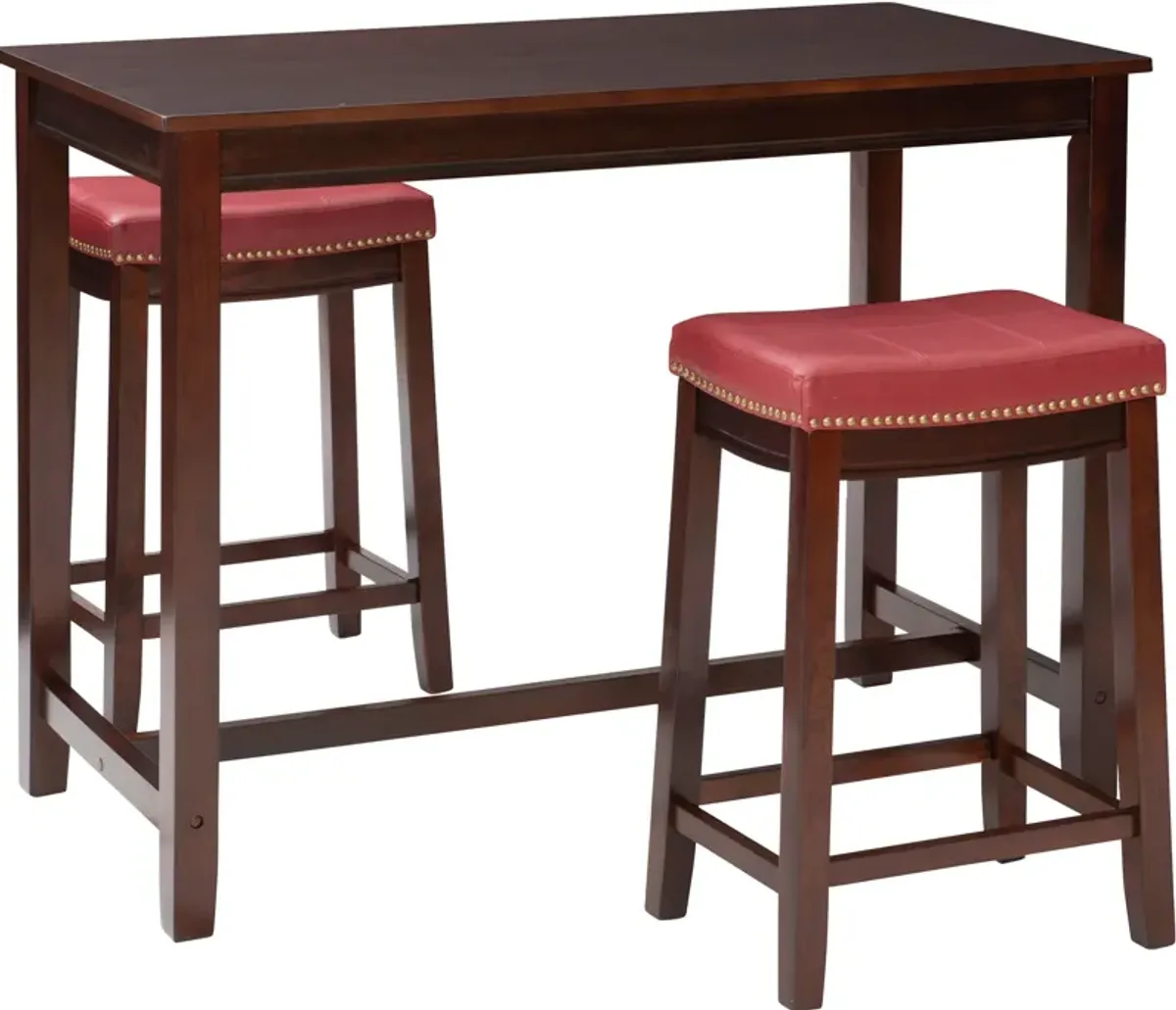 Wilcox 3-Piece Counter-Height Dining Set - Brown/Red