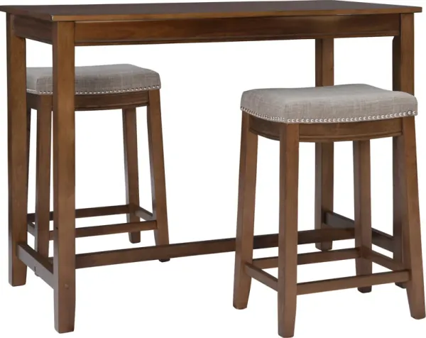 Wilcox Counter-Height Dining Table and 2 Backless Stools - Rustic Brown/Gray