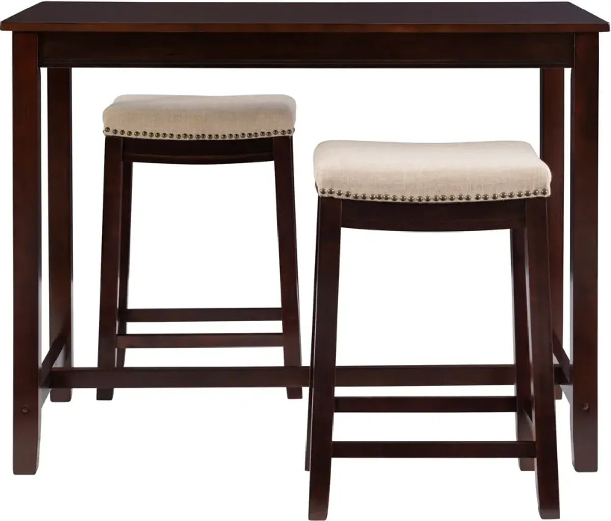 Wilcox 3-Piece Counter-Height Dining Set - Walnut/Linen