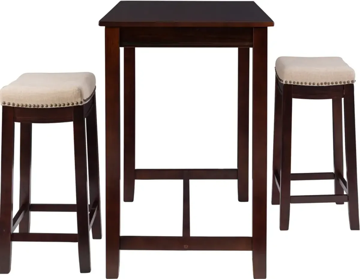 Wilcox 3-Piece Counter-Height Dining Set - Walnut/Linen