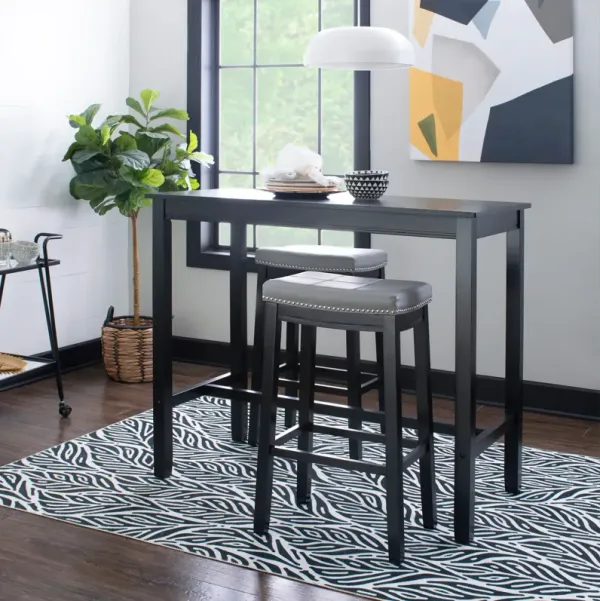 Wilcox Bar Height Table and 2 Backless Stools - Black/Gray