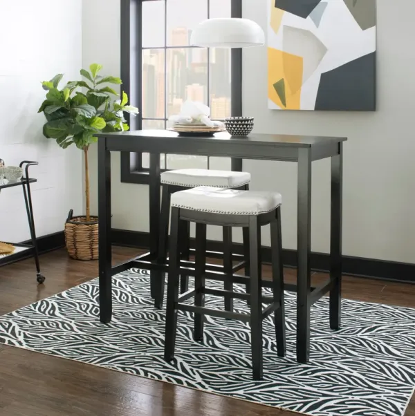 Wilcox Bar Height Table and 2 Backless Stools - Black/White