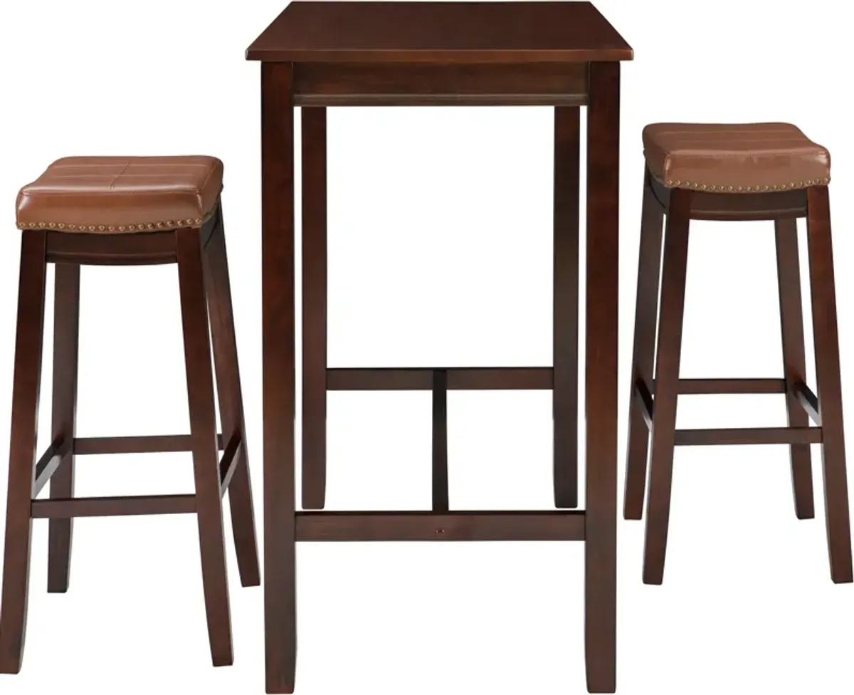 Wilcox 3-Piece Bar Set - Brown/Cognac