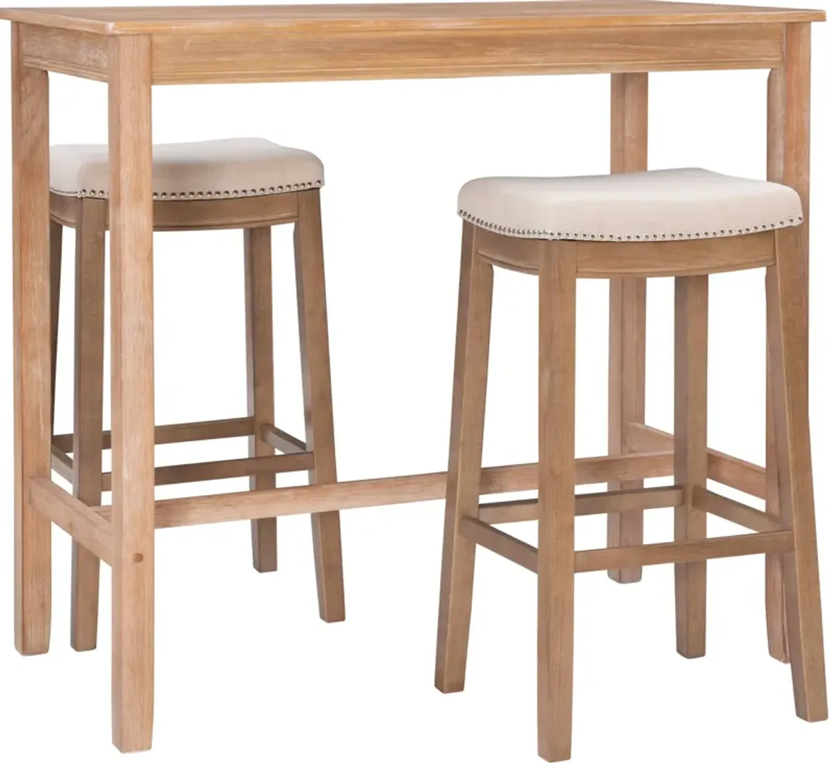 Wilcox Bar Height Table and 2 Backless Stools - Natural