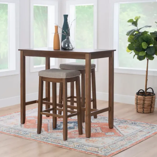 Wilcox Bar Height Table and 2 Backless Stools - Rustic Brown/Gray