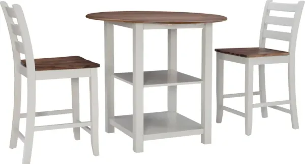 Levy Drop-Leaf Counter-Height Dining Table and 2 Stools - Gray