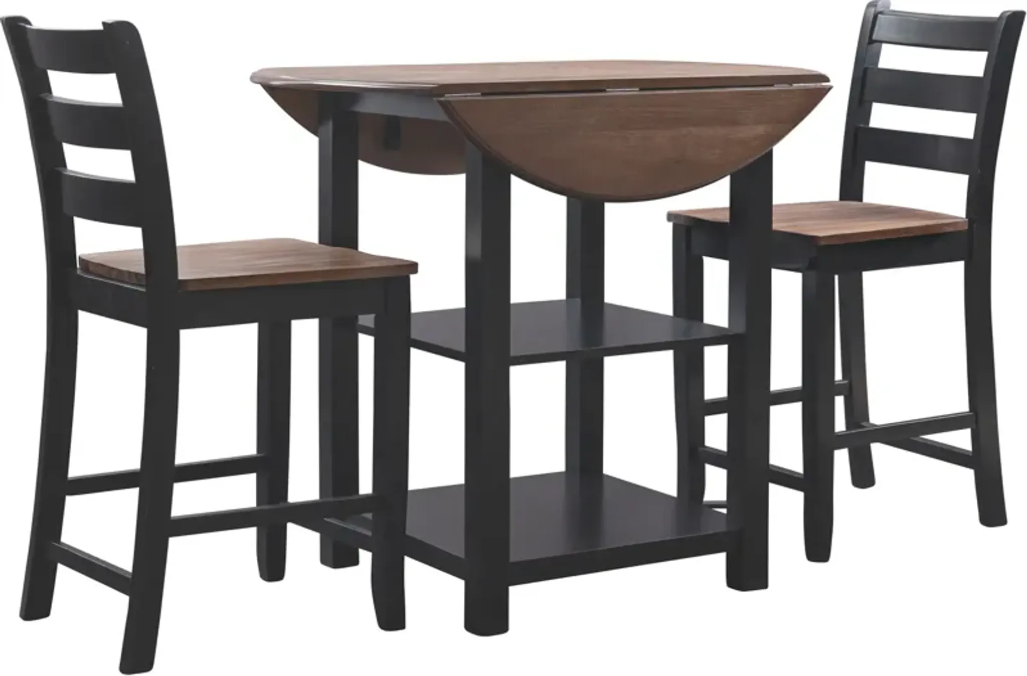 Levy Drop-Leaf Counter-Height Dining Table and 2 Stools - Black ...