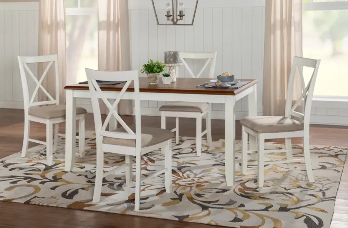 Bassett Dining Table and 4 X-Back Chairs - Honey/White