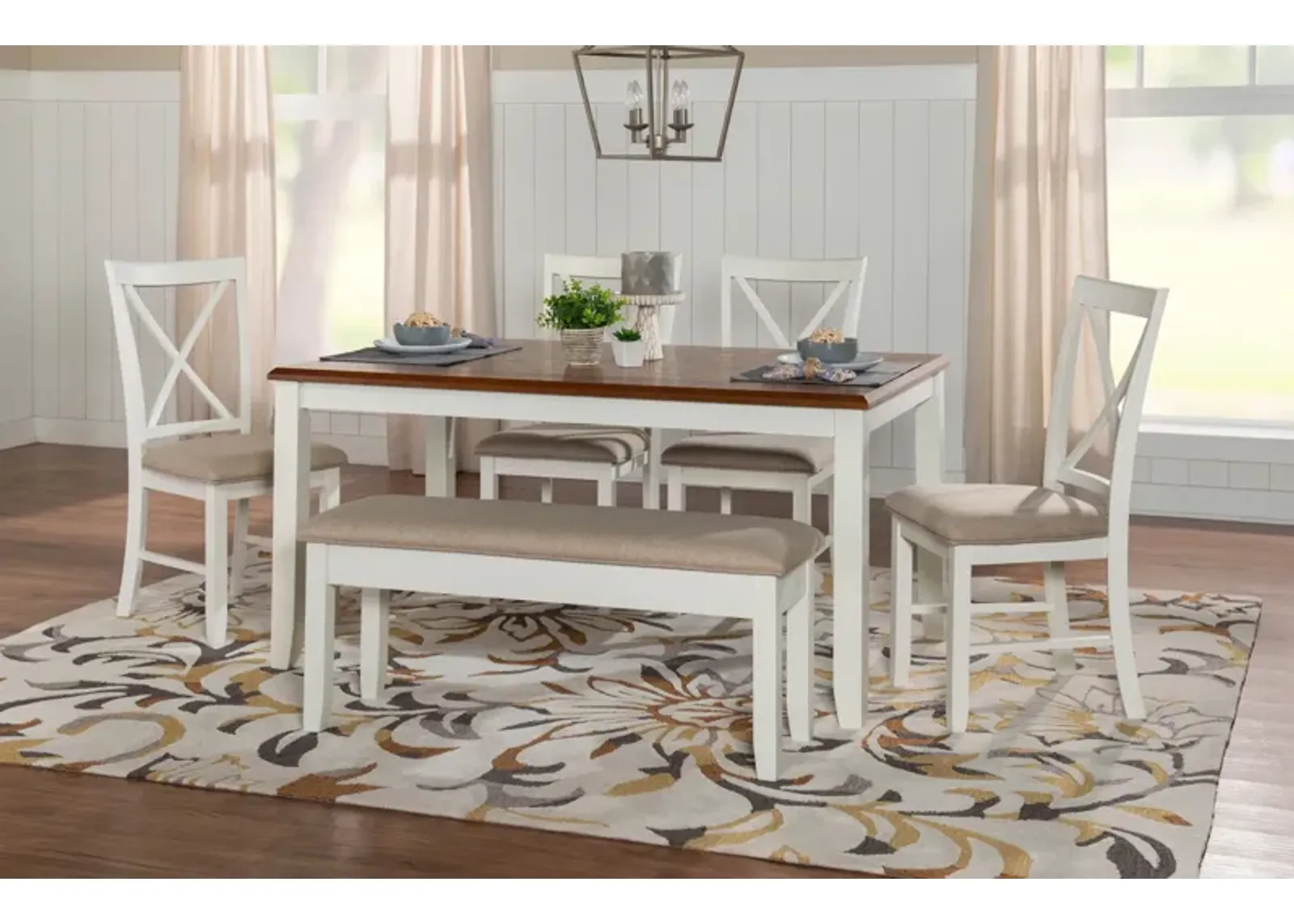 Bassett 6-Piece Dining Set - Honey/White