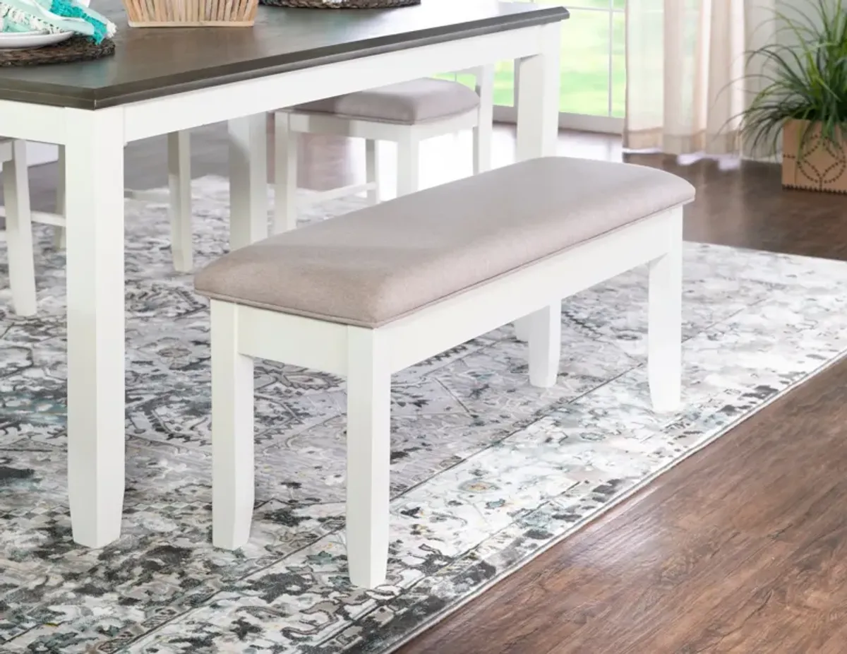 Bassett Dining Bench - Gray/White