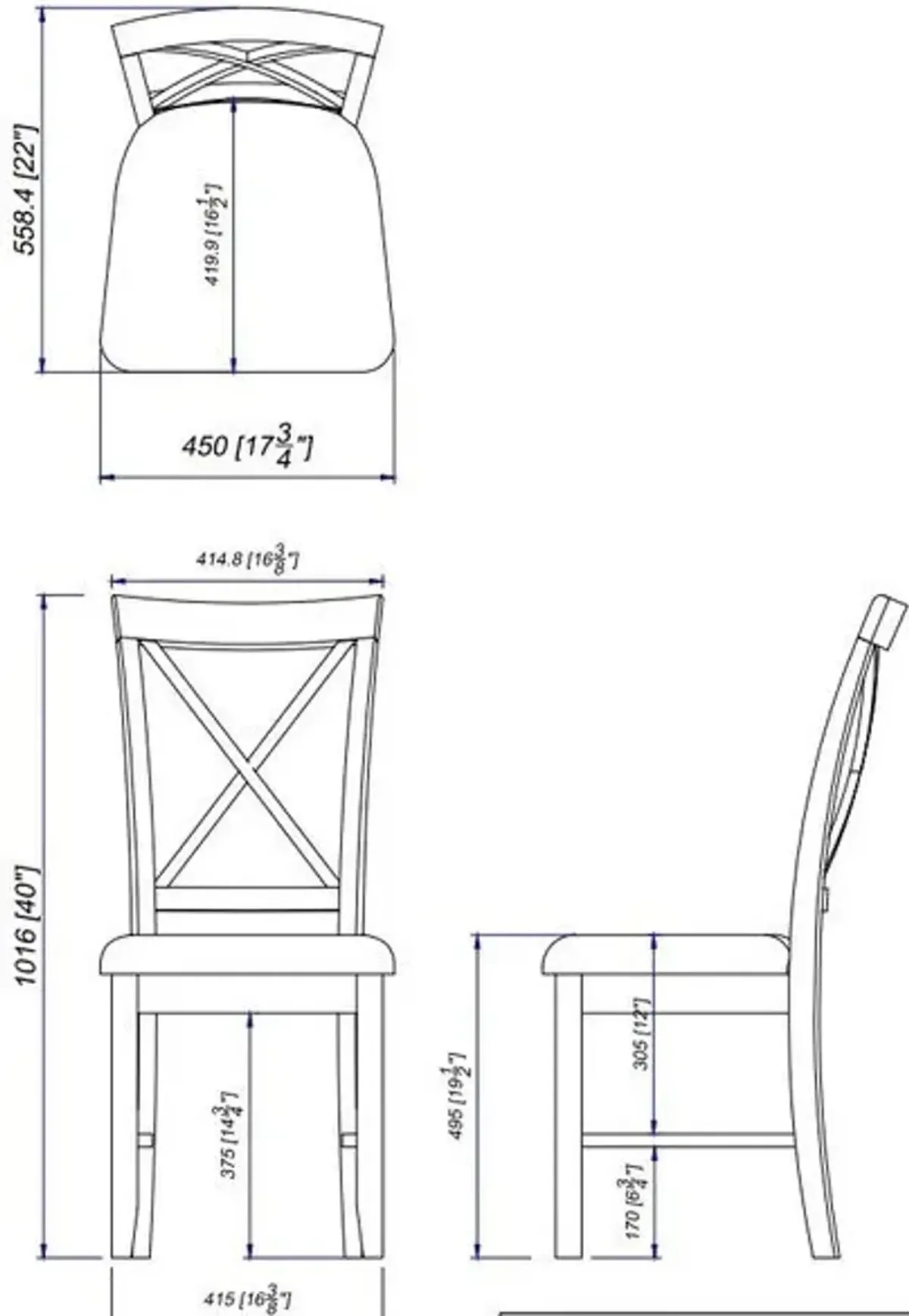 Bassett Set of 2 Dining Chairs - Gray/White