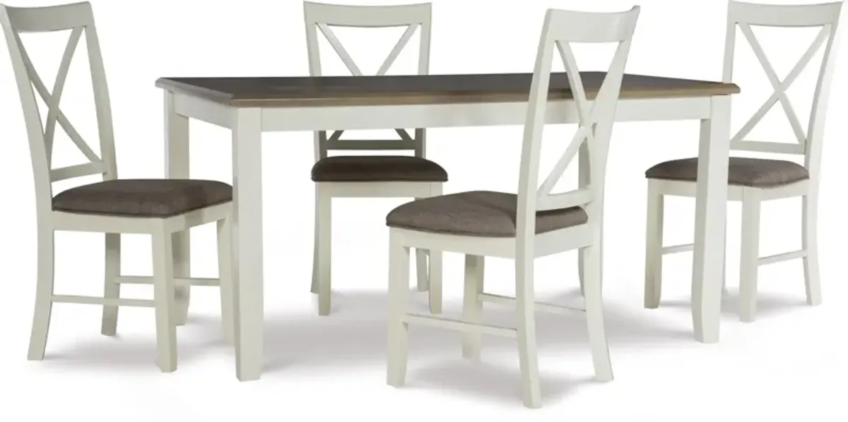 Bassett 5-Piece Dining Set - White/Taupe