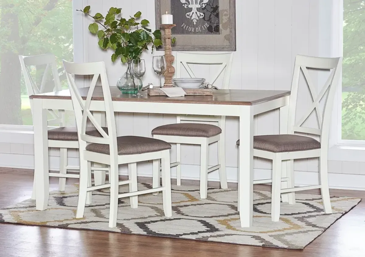 Bassett 5-Piece Dining Set - White/Taupe