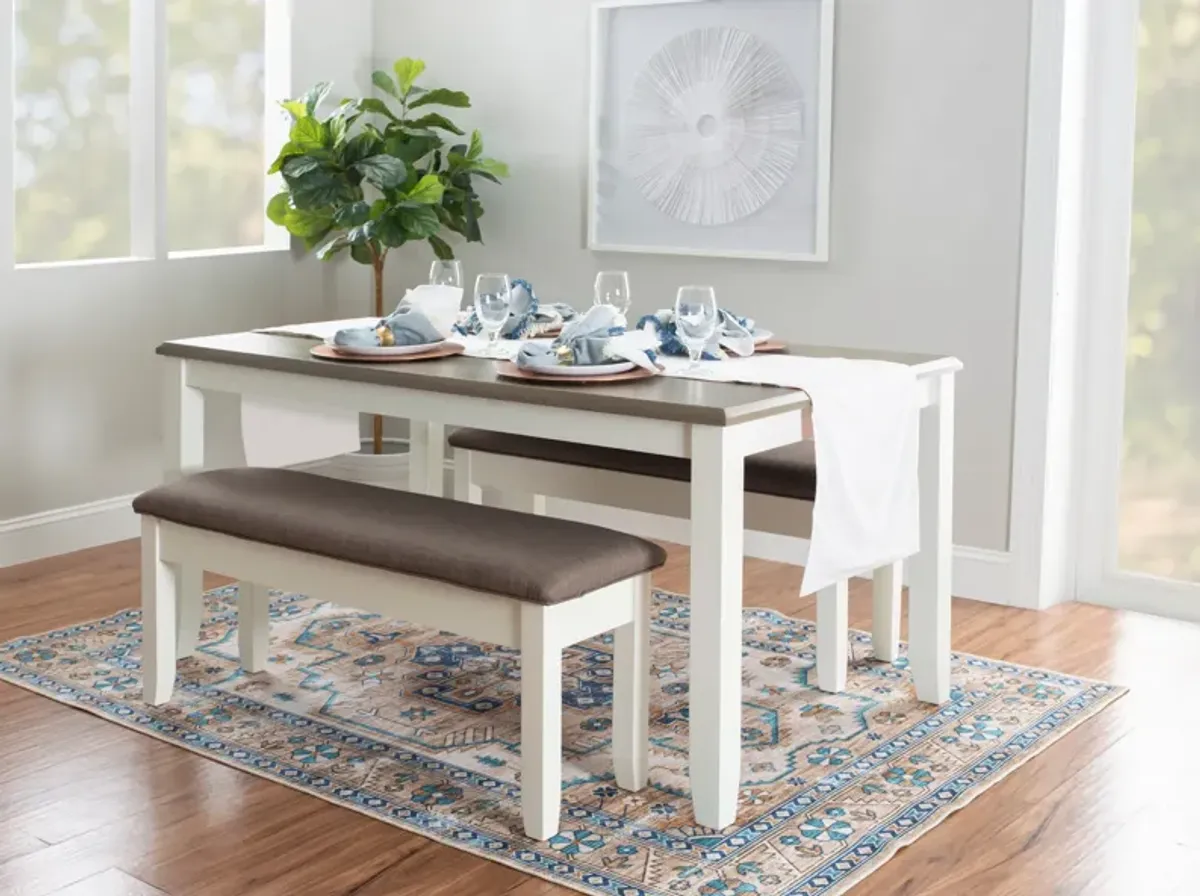 Bassett Dining Table - White/Taupe