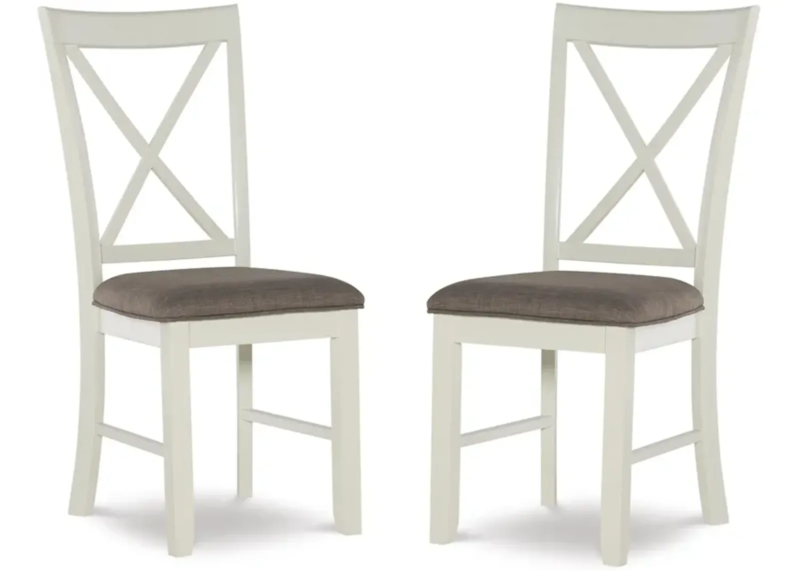 Bassett Set of 2 Dining Chairs - White/Taupe