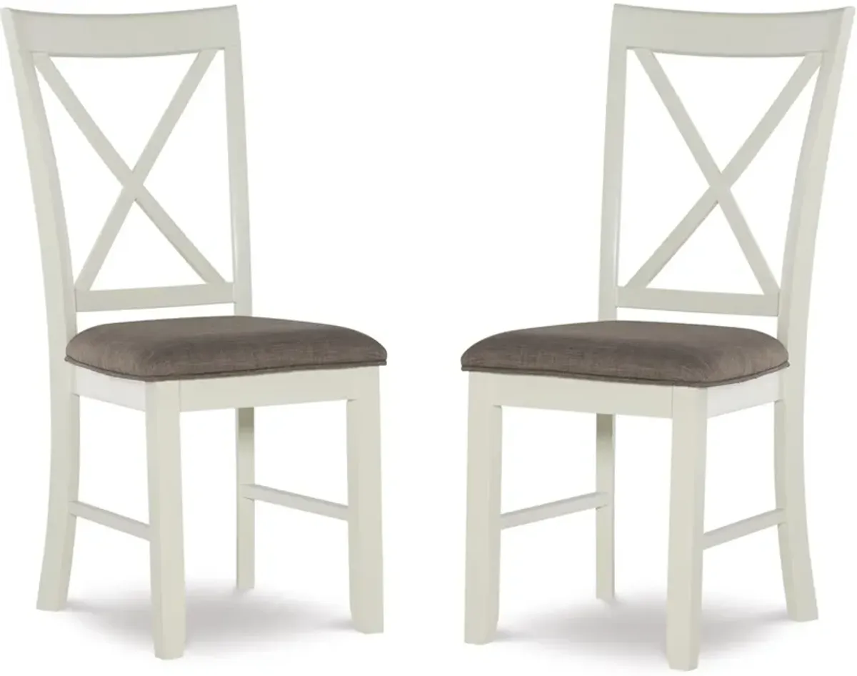 Bassett Set of 2 Dining Chairs - White/Taupe