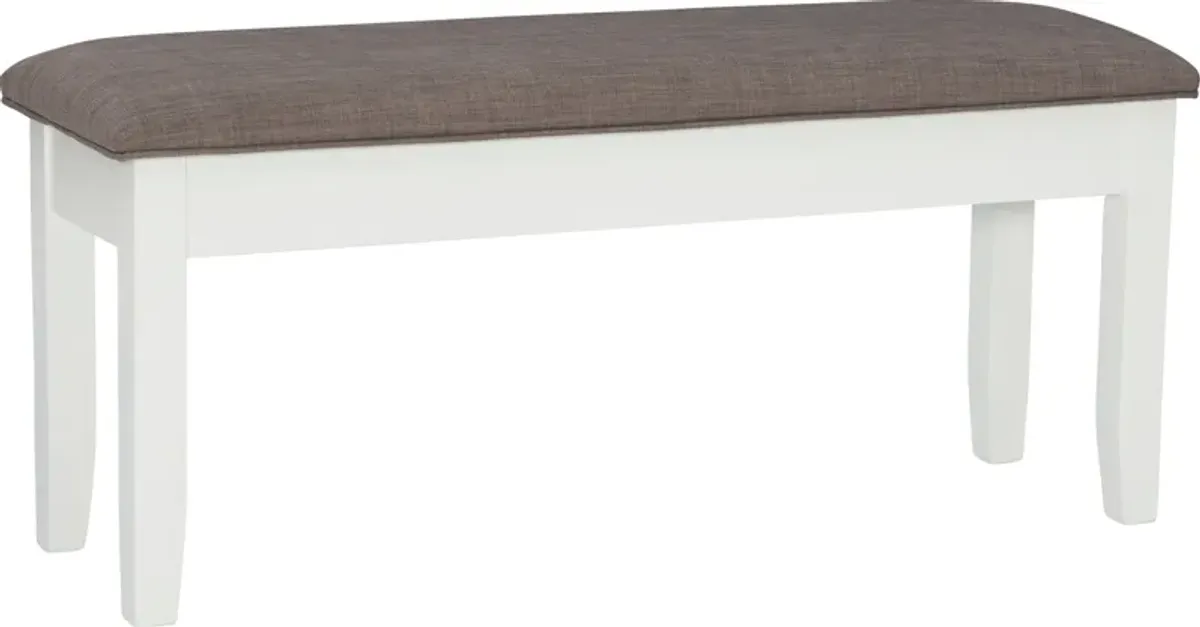 Bassett Dining Bench - White/Taupe