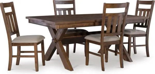 Tonja Dining Table and 4 Dining Chairs - Brown