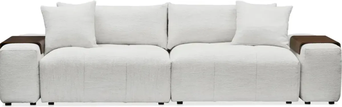 Bliss 4-Piece Sofa and 2 Floating Armrests with Tray Tables - Ivory