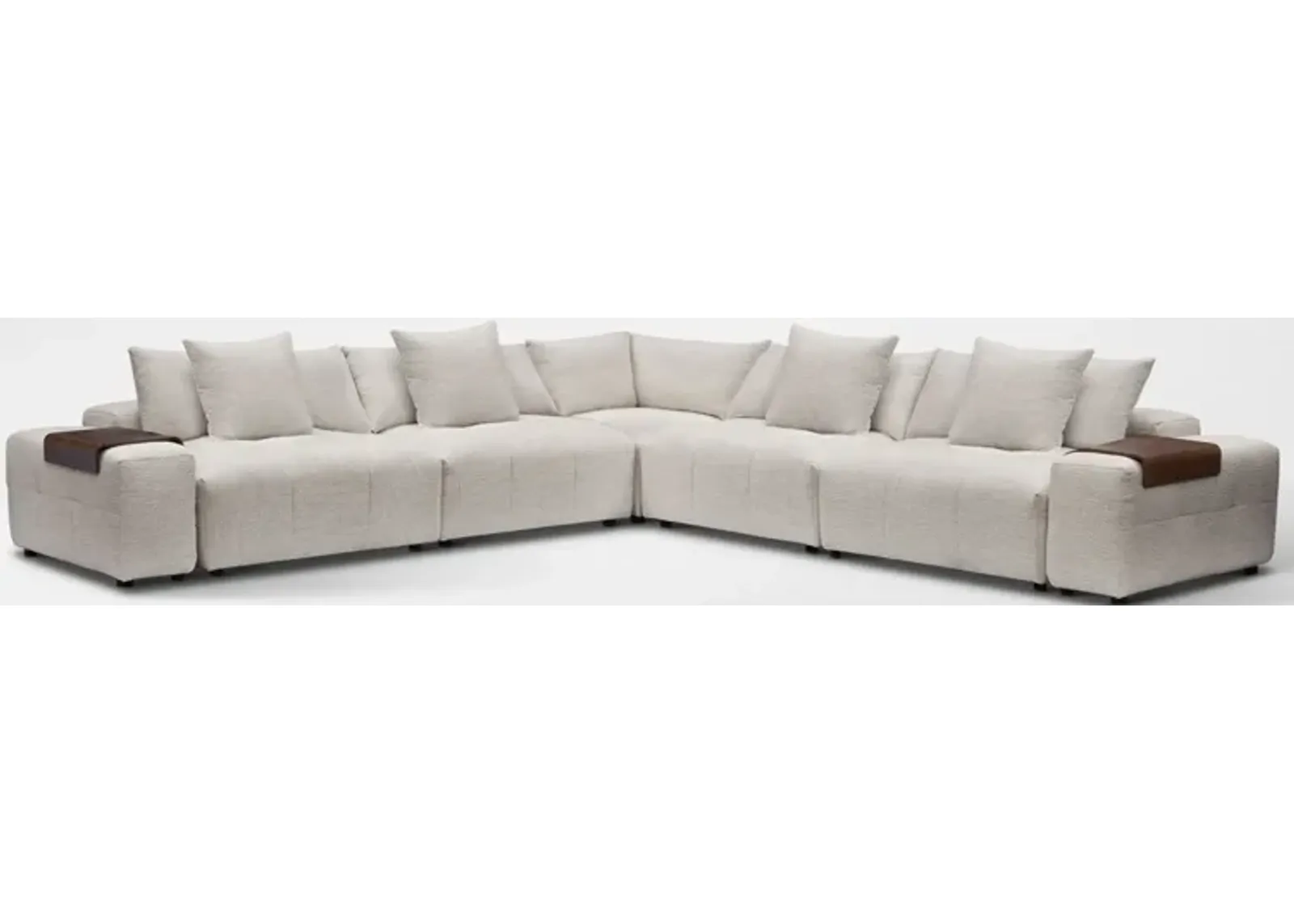 Bliss 7-Piece Sectional and 2 Floating Armrests with Tray Tables - Ivory