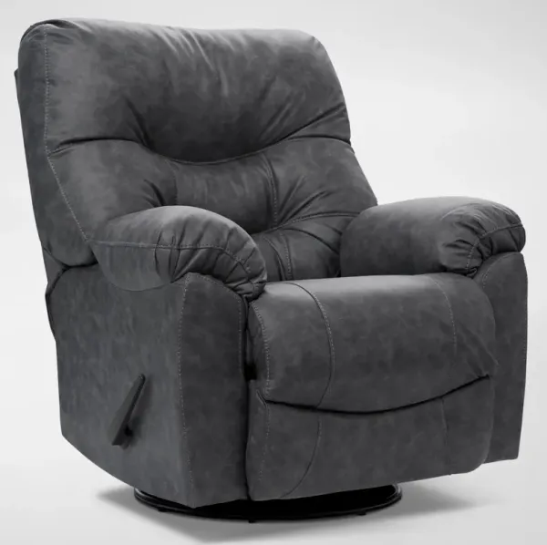 Russ Swivel Rocker Manual Recliner - Charcoal