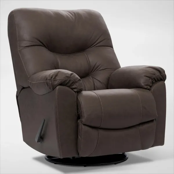 Russ Swivel Rocker Manual Recliner - Brown