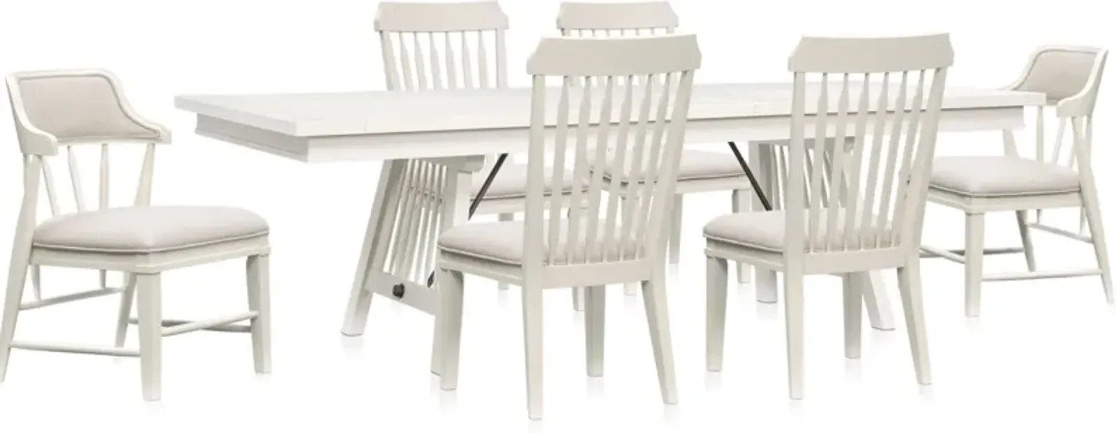 Willow Spring Extendable Dining Table, 2 Host Chairs and 4 Side Chairs - Ivory