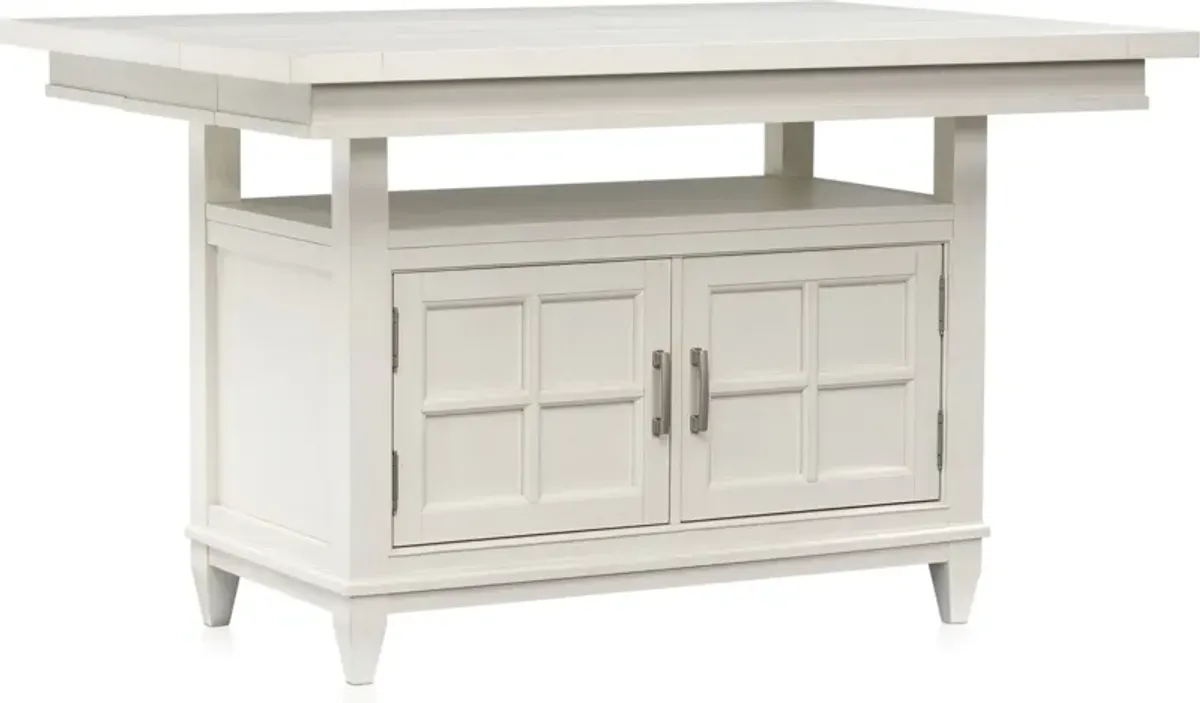 Willow Spring Extendable Kitchen Island and 4 Counter-Height Backless Stools - Ivory