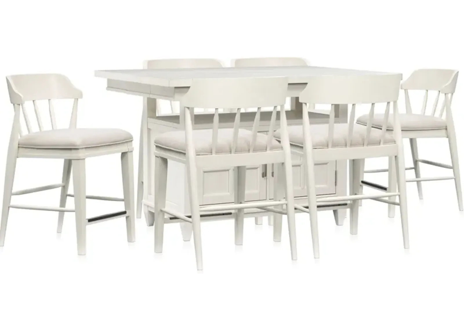 Willow Spring Extendable Kitchen Island and 6 Counter-Height Stools - Ivory