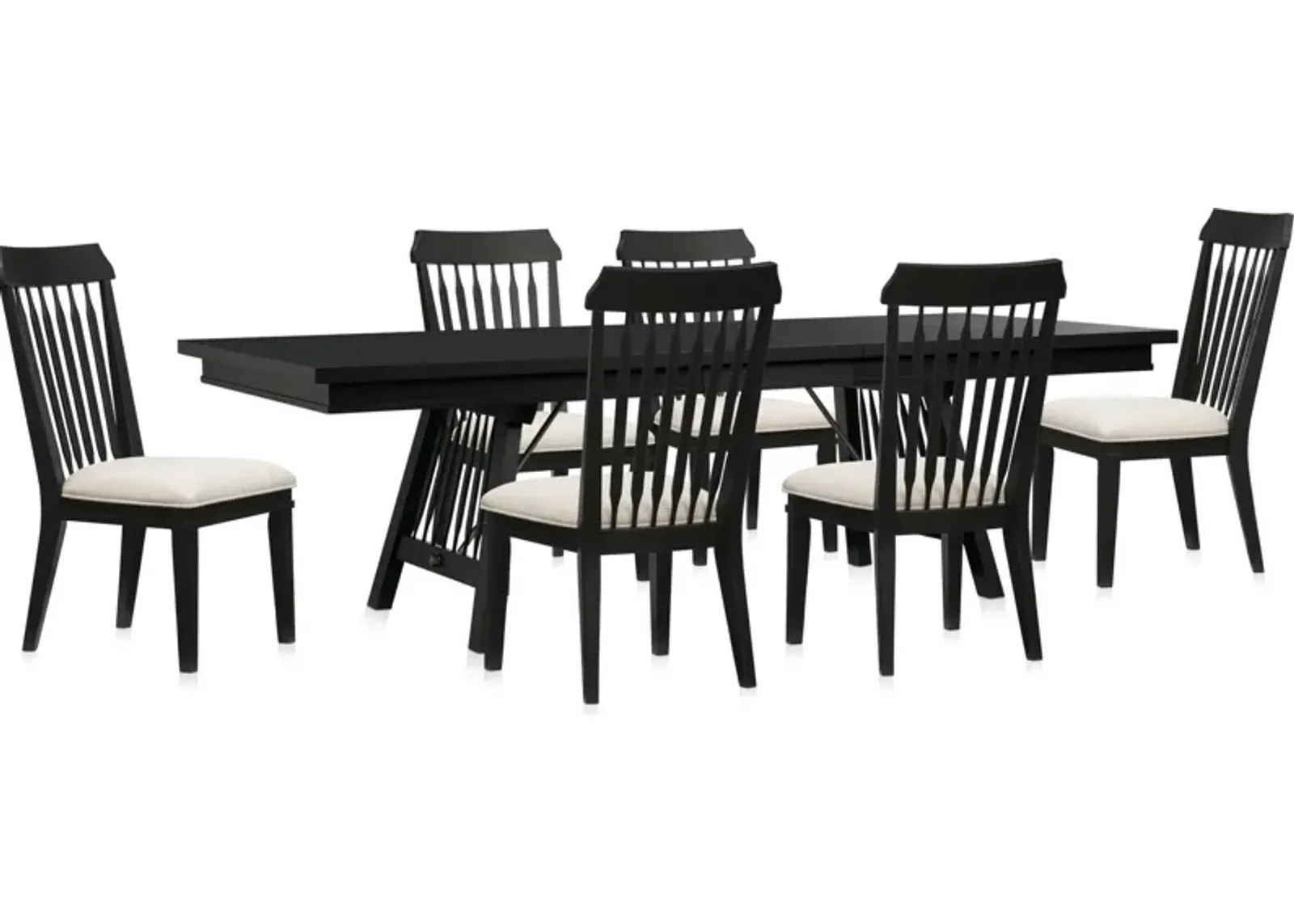 Willow Spring Extendable Dining Table and 6 Side Chairs - Black